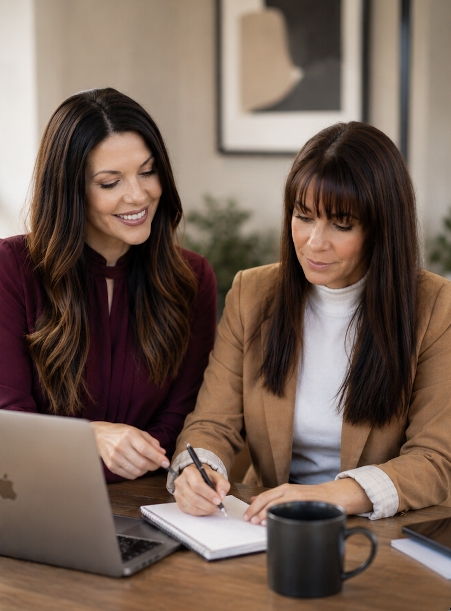Brittany Trippett and Kit Vance planning marketing strategy